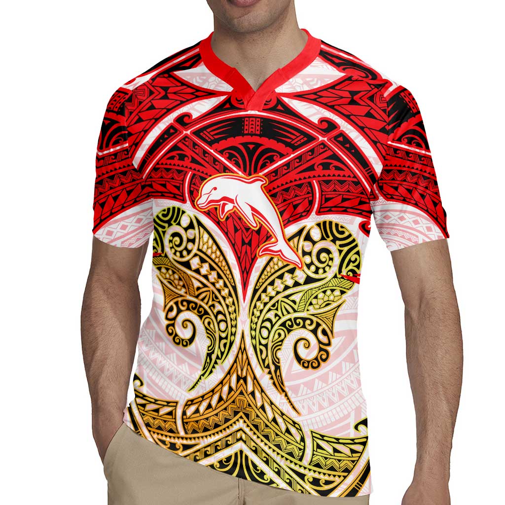 Personalized Dolphins Rugby Jersey Polynesian Tribal Pattern Style