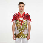 Personalized Dolphins Scrub Top Polynesian Tribal Pattern Style