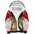 Personalized Dolphins Sherpa Hoodie Polynesian Tribal Pattern Style