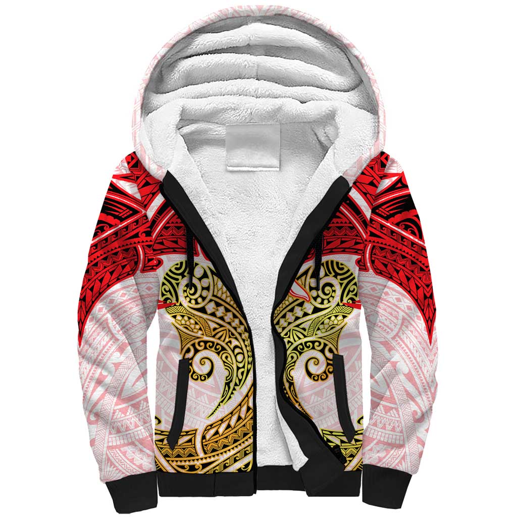 Personalized Dolphins Sherpa Hoodie Polynesian Tribal Pattern Style