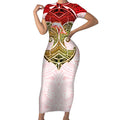 Personalized Dolphins Short Sleeve Bodycon Dress Polynesian Tribal Pattern Style