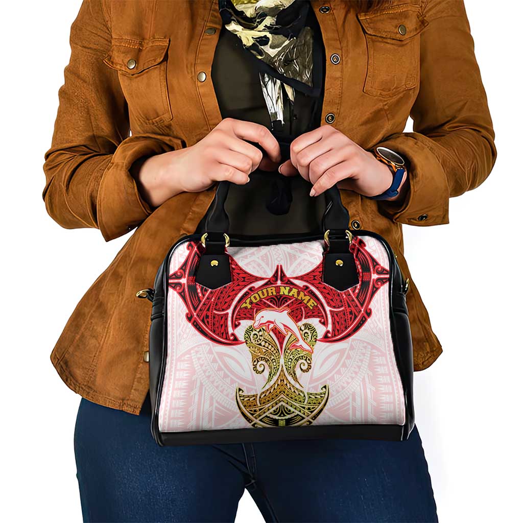 Personalized Dolphins Shoulder Handbag Polynesian Tribal Pattern Style