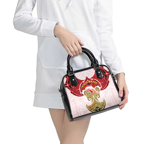 Personalized Dolphins Shoulder Handbag Polynesian Tribal Pattern Style
