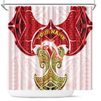 Personalized Dolphins Shower Curtain Polynesian Tribal Pattern Style