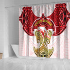 Personalized Dolphins Shower Curtain Polynesian Tribal Pattern Style