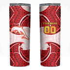 Personalized Dolphins Skinny Tumbler Polynesian Tribal Pattern Style
