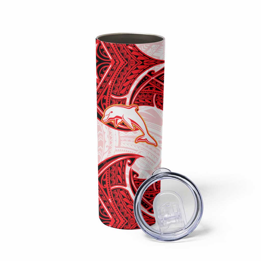 Personalized Dolphins Skinny Tumbler Polynesian Tribal Pattern Style