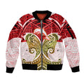 Personalized Dolphins Sleeve Zip Bomber Jacket Polynesian Tribal Pattern Style