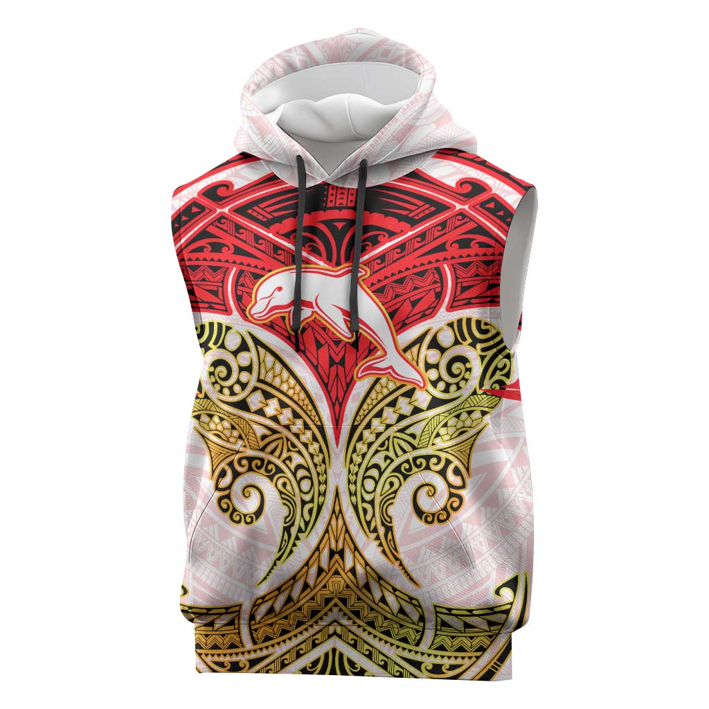 Personalized Dolphins Sleeveless Hoodie Polynesian Tribal Pattern Style