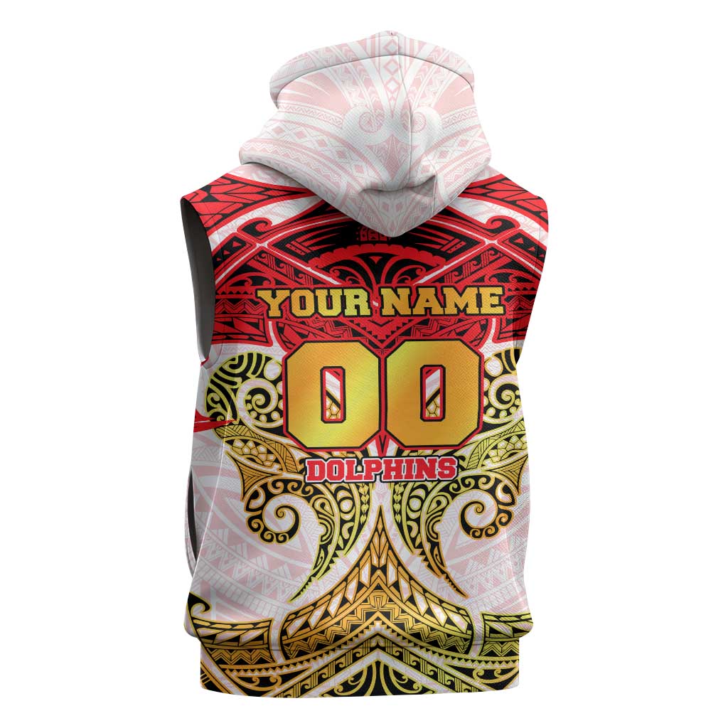 Personalized Dolphins Sleeveless Hoodie Polynesian Tribal Pattern Style