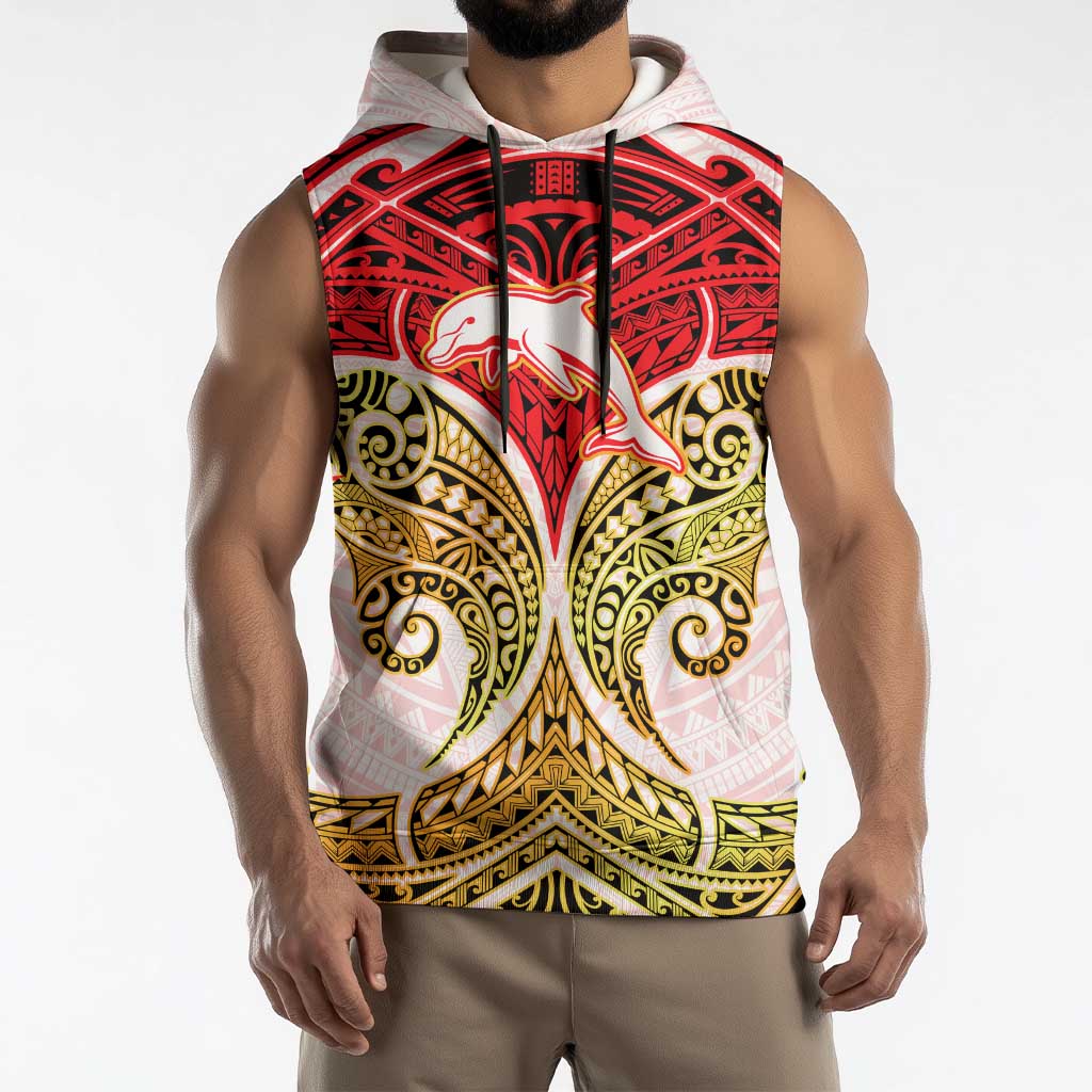 Personalized Dolphins Sleeveless Hoodie Polynesian Tribal Pattern Style