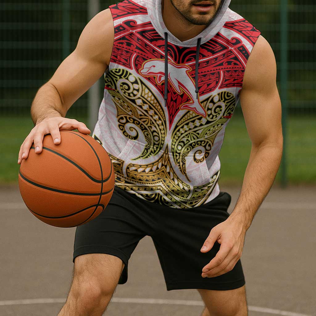 Personalized Dolphins Sleeveless Hoodie Polynesian Tribal Pattern Style