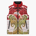 Personalized Dolphins Sleeveless Puffer Jacket Polynesian Tribal Pattern Style