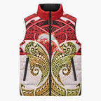 Personalized Dolphins Sleeveless Puffer Jacket Polynesian Tribal Pattern Style