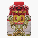 Personalized Dolphins Sleeveless Puffer Jacket Polynesian Tribal Pattern Style