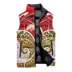 Personalized Dolphins Sleeveless Puffer Jacket Polynesian Tribal Pattern Style