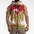 Personalized Dolphins Sleeveless Zip Hoodie Polynesian Tribal Pattern Style