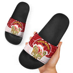 Personalized Dolphins Slide Sandals Polynesian Tribal Pattern Style