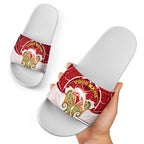 Personalized Dolphins Slide Sandals Polynesian Tribal Pattern Style