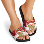 Personalized Dolphins Slide Sandals Polynesian Tribal Pattern Style