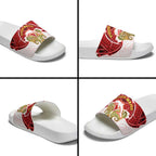 Personalized Dolphins Slide Sandals Polynesian Tribal Pattern Style