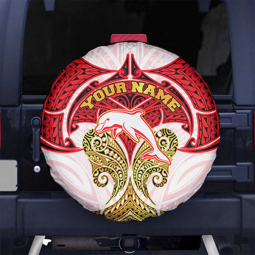 Personalized Dolphins Spare Tire Cover Polynesian Tribal Pattern Style