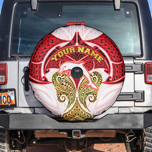 Personalized Dolphins Spare Tire Cover Polynesian Tribal Pattern Style