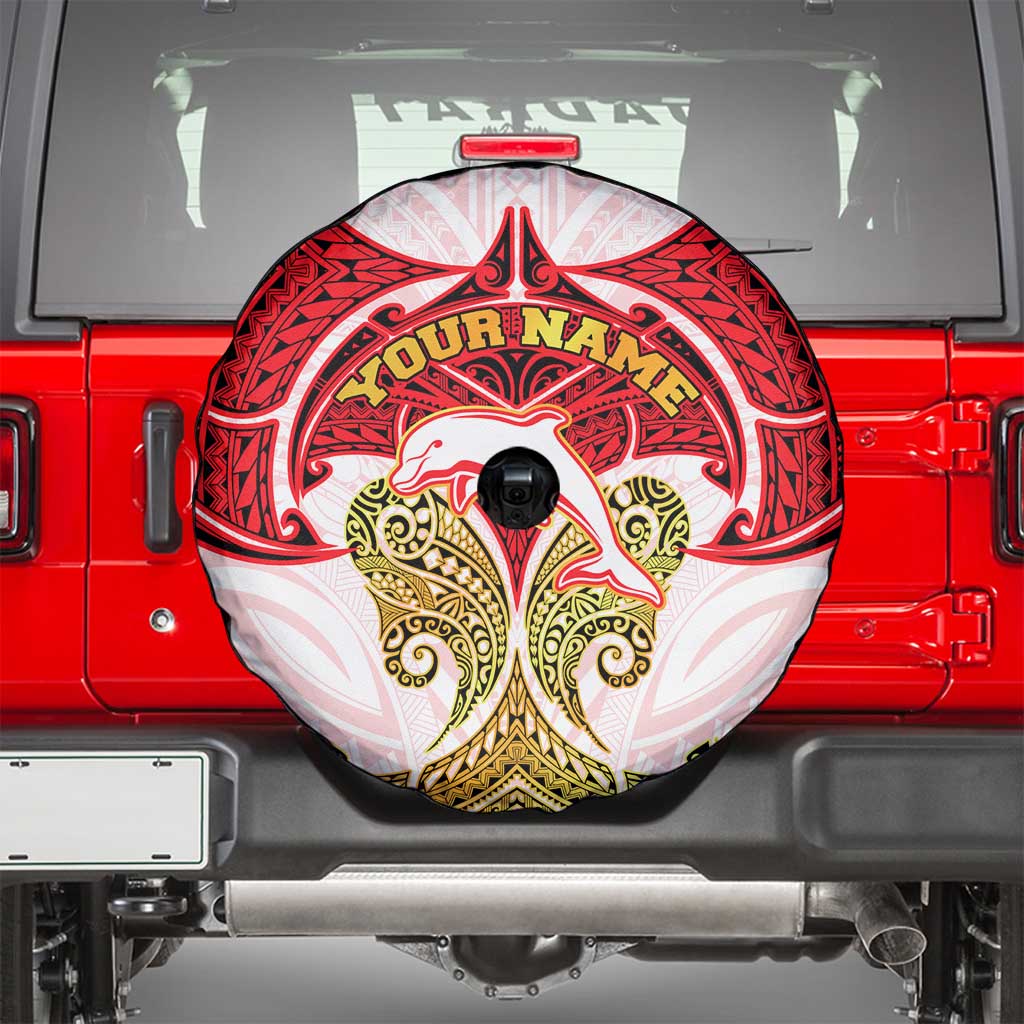 Personalized Dolphins Spare Tire Cover Polynesian Tribal Pattern Style