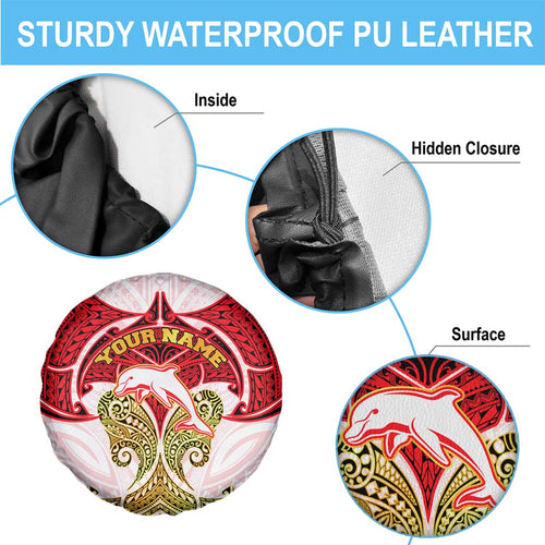 Personalized Dolphins Spare Tire Cover Polynesian Tribal Pattern Style