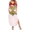 Personalized Dolphins Summer Maxi Dress Polynesian Tribal Pattern Style