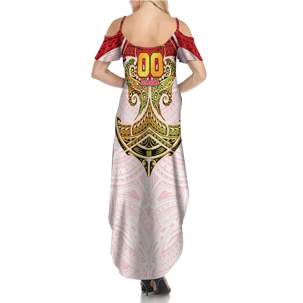 Personalized Dolphins Summer Maxi Dress Polynesian Tribal Pattern Style