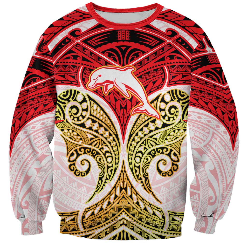 Personalized Dolphins Sweatshirt Polynesian Tribal Pattern Style