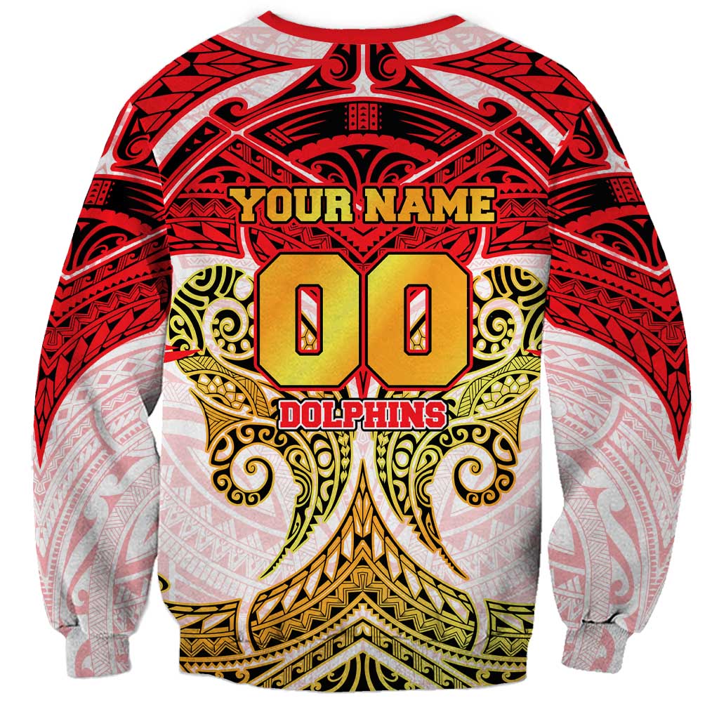 Personalized Dolphins Sweatshirt Polynesian Tribal Pattern Style