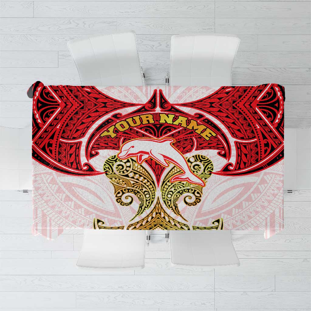 Personalized Dolphins Tablecloth Polynesian Tribal Pattern Style