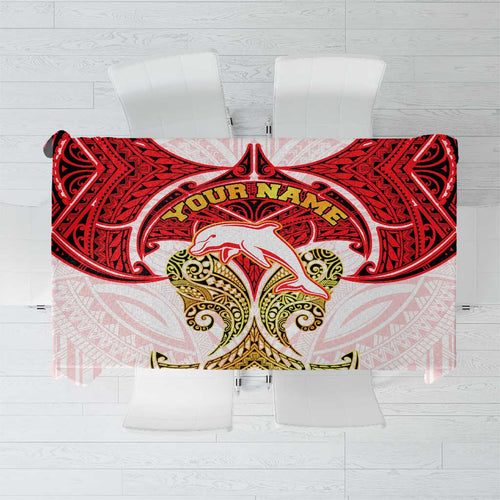 Personalized Dolphins Tablecloth Polynesian Tribal Pattern Style