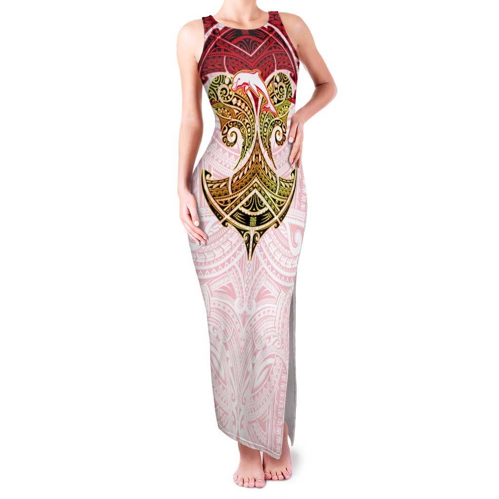 Personalized Dolphins Tank Maxi Dress Polynesian Tribal Pattern Style
