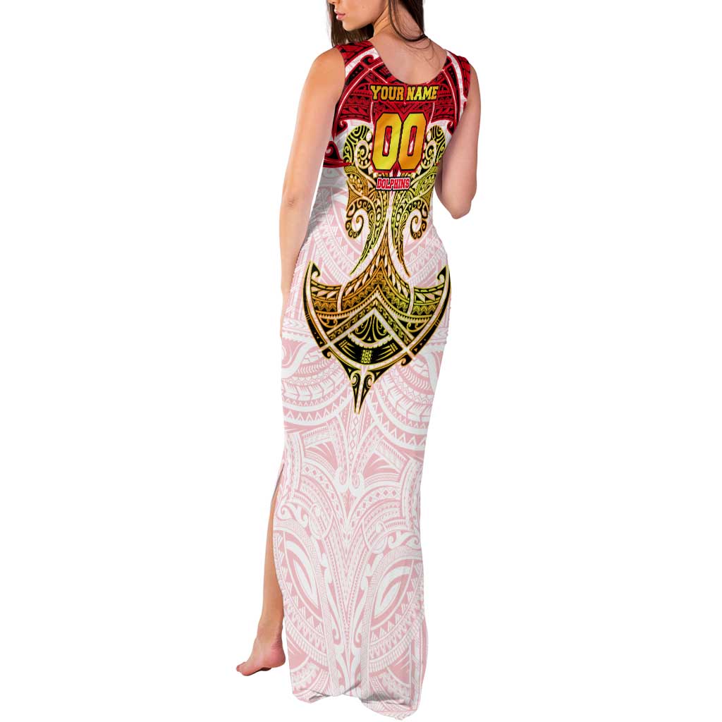 Personalized Dolphins Tank Maxi Dress Polynesian Tribal Pattern Style
