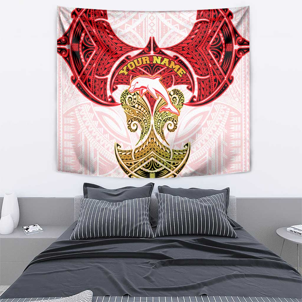 Personalized Dolphins Tapestry Polynesian Tribal Pattern Style