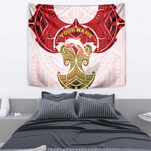 Personalized Dolphins Tapestry Polynesian Tribal Pattern Style