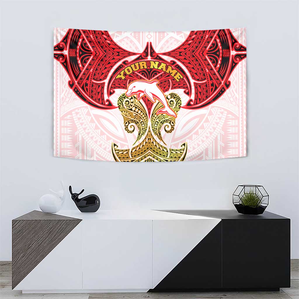 Personalized Dolphins Tapestry Polynesian Tribal Pattern Style