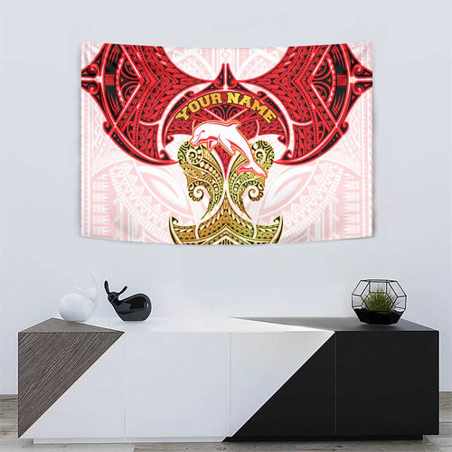 Personalized Dolphins Tapestry Polynesian Tribal Pattern Style