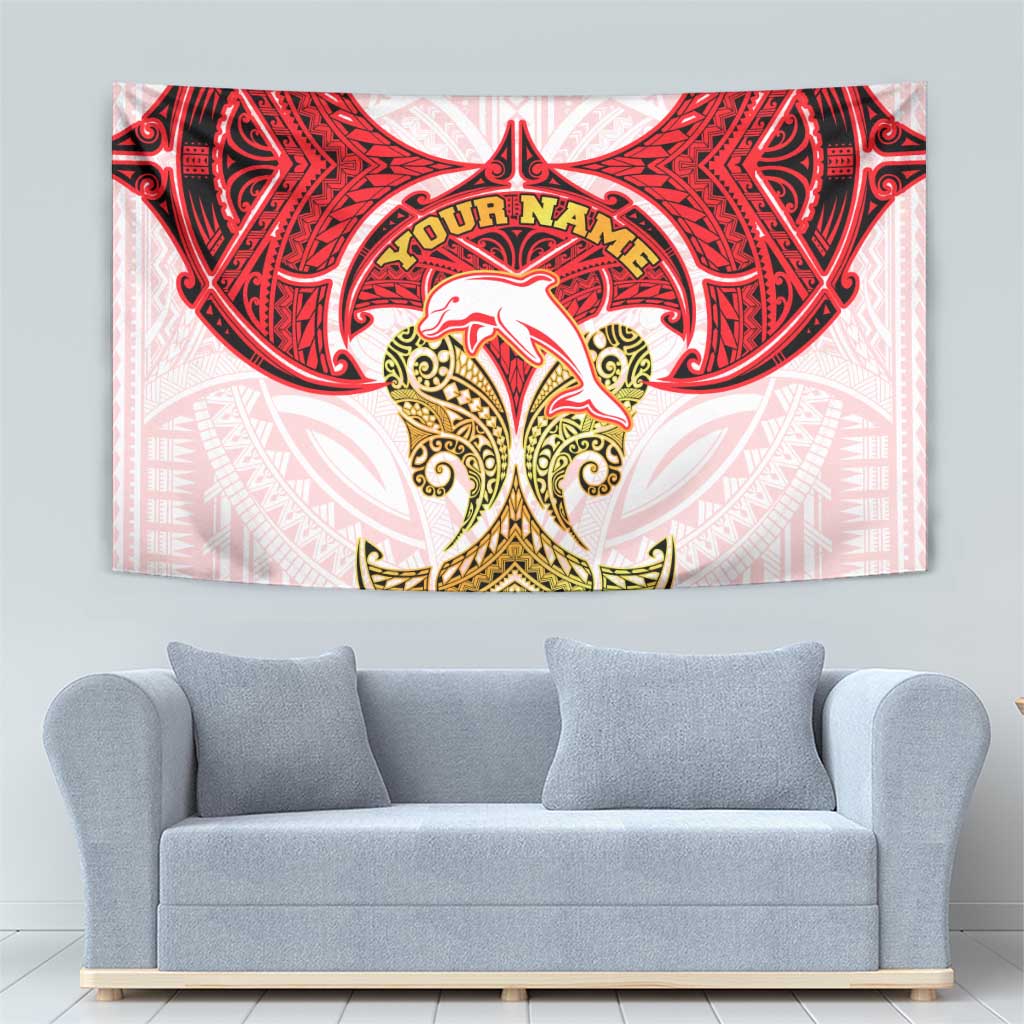 Personalized Dolphins Tapestry Polynesian Tribal Pattern Style