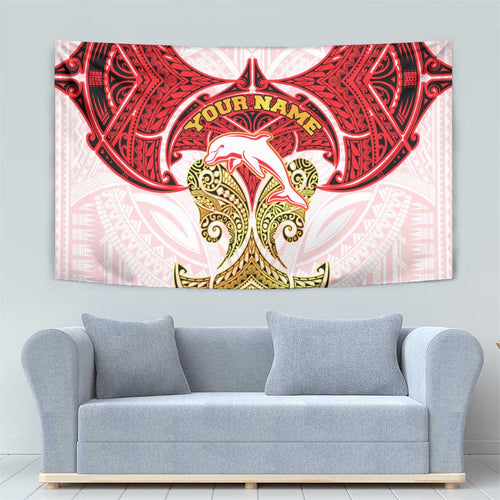 Personalized Dolphins Tapestry Polynesian Tribal Pattern Style