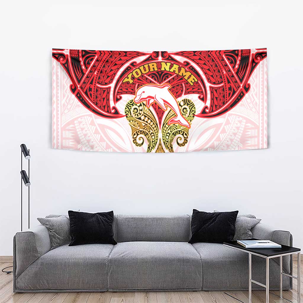 Personalized Dolphins Tapestry Polynesian Tribal Pattern Style