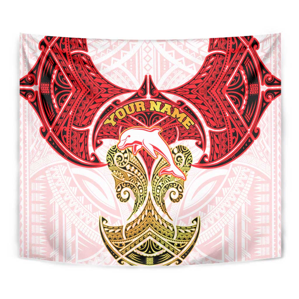 Personalized Dolphins Tapestry Polynesian Tribal Pattern Style