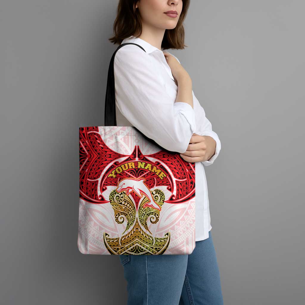 Personalized Dolphins Tote Bag Polynesian Tribal Pattern Style