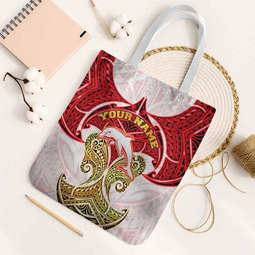 Personalized Dolphins Tote Bag Polynesian Tribal Pattern Style