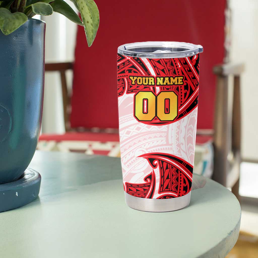 Personalized Dolphins Tumbler Cup Polynesian Tribal Pattern Style