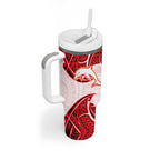 Personalized Dolphins Tumbler With Handle Polynesian Tribal Pattern Style