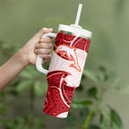 Personalized Dolphins Tumbler With Handle Polynesian Tribal Pattern Style